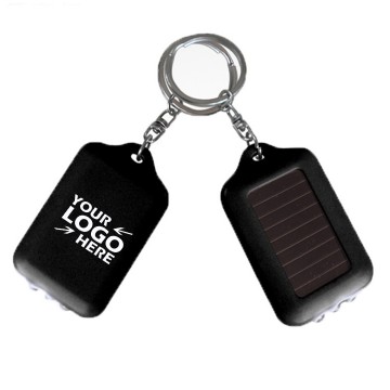 Mini Solar Powered LED Flashlight Keychain